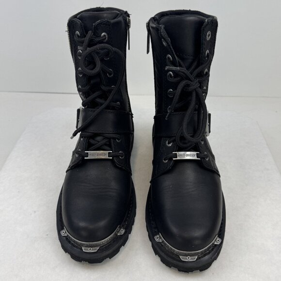 Harley Davidson Womens 6.5M Black Leather Studded Mindy D87051 Motorcycle Boots - Picture 2 of 16